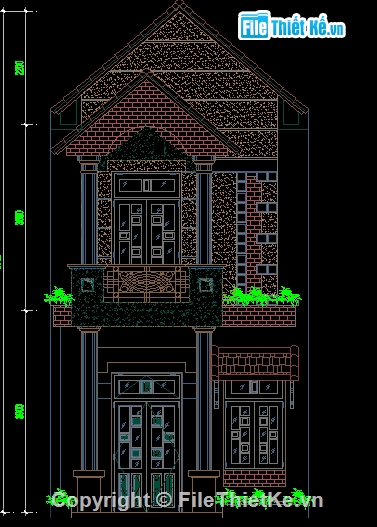 Bản vẽ,Bản vẽ nhà phố,nhà 2 mặt tiền,Bản vẽ autocad,Nhà 2 tầng